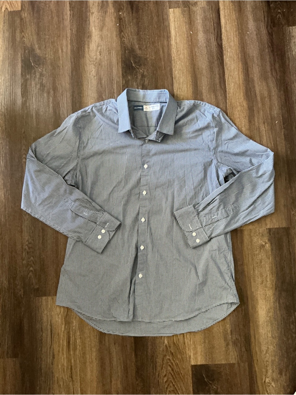 Old Navy, Navy and White Micro-Check Dress Shirt